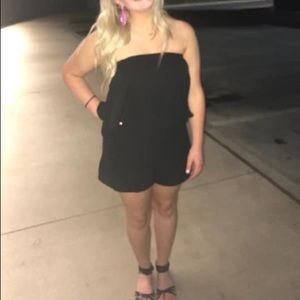 Black strapless romper